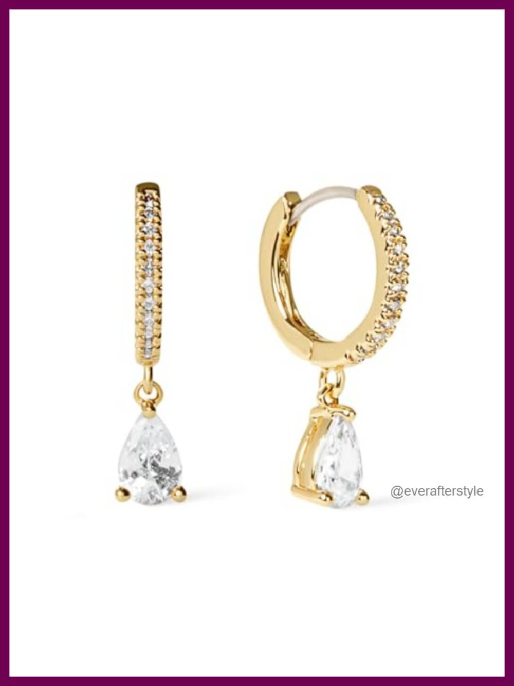 Dainty Hoop Earrings with Cubic Zirconia Gem